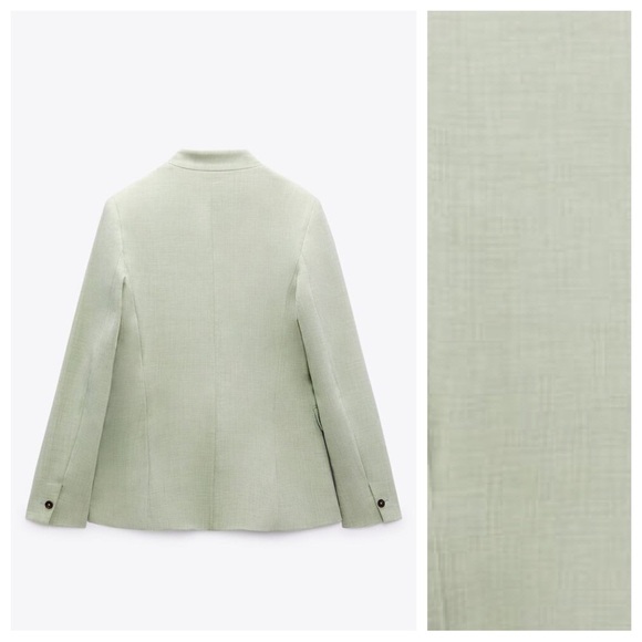 NWT. Zara Green Basic Slim Fit Blazer. Size 6. - Picture 7 of 11